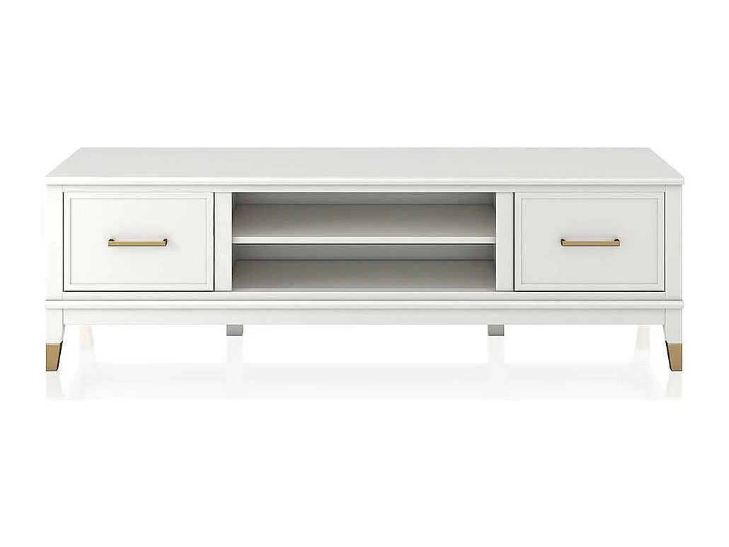 TV Lowboard in Weiß Metallgriffen