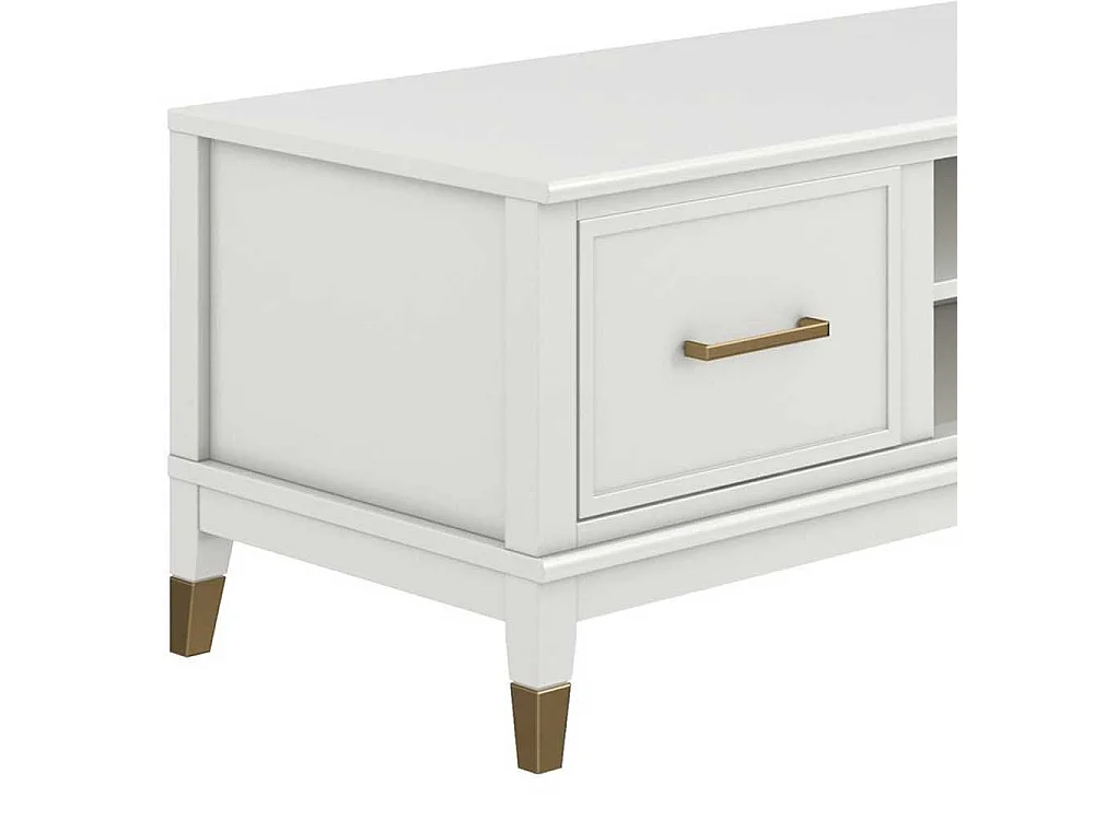 TV Lowboard in Weiß Metallgriffen