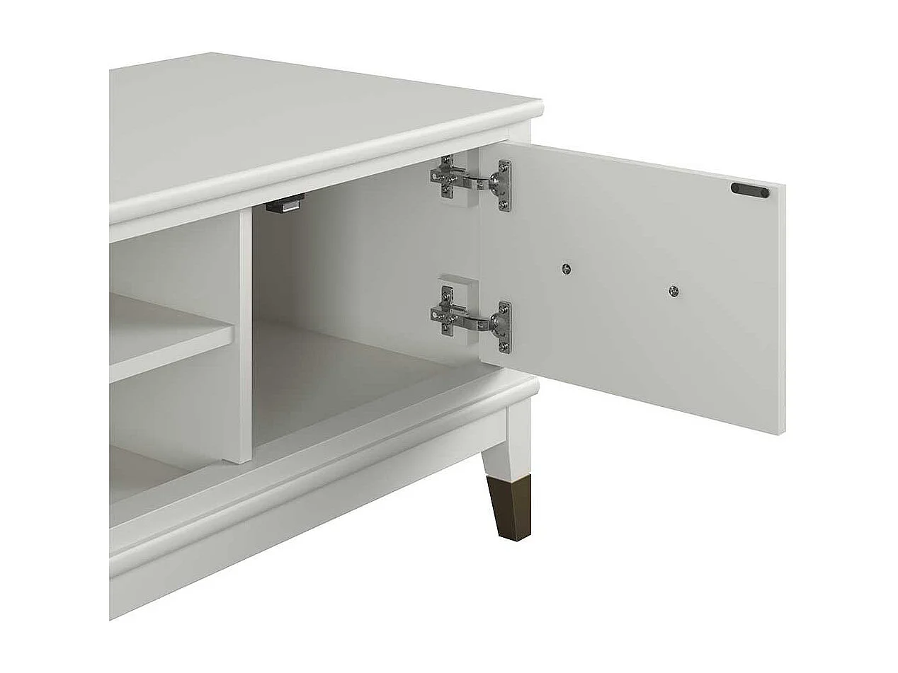 TV Lowboard in Weiß Metallgriffen