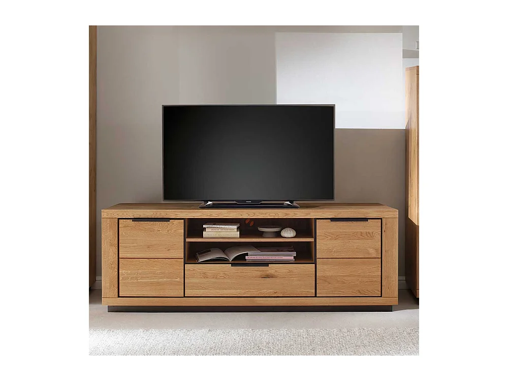 TV Lowboard aus MDF und Massivholz Metallgriffen