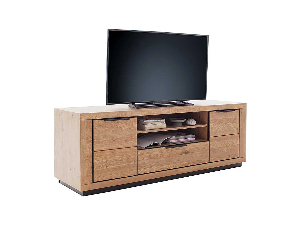 TV Lowboard aus MDF und Massivholz Metallgriffen