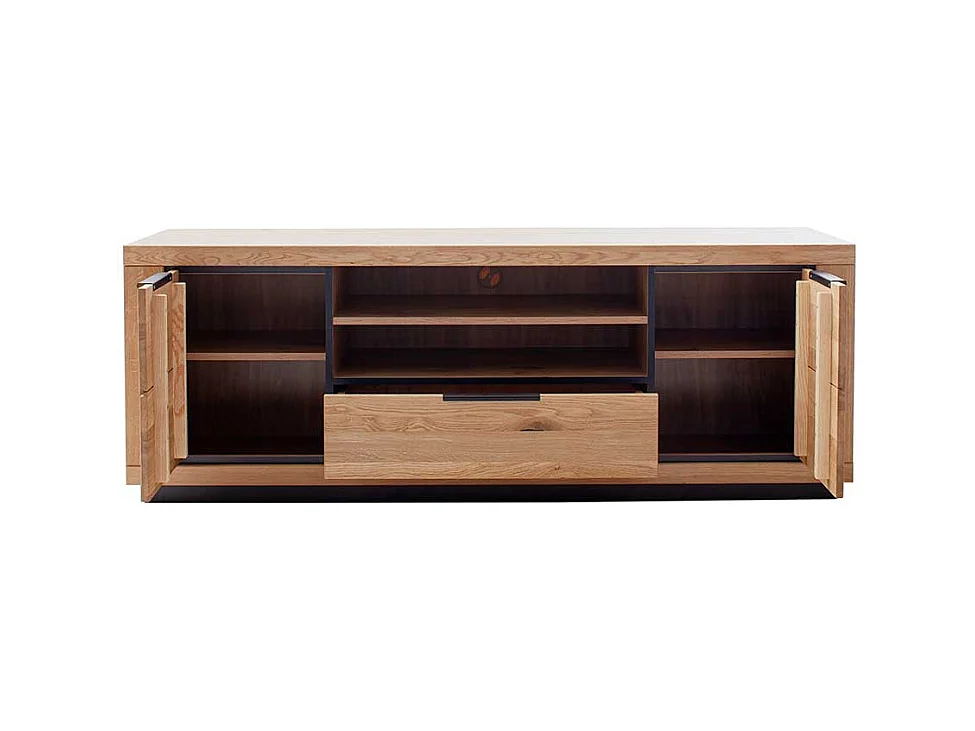 TV Lowboard aus MDF und Massivholz Metallgriffen