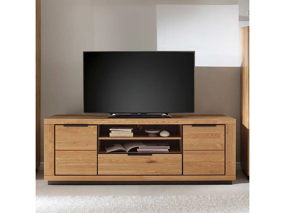 TV Lowboard aus MDF und Massivholz Metallgriffen