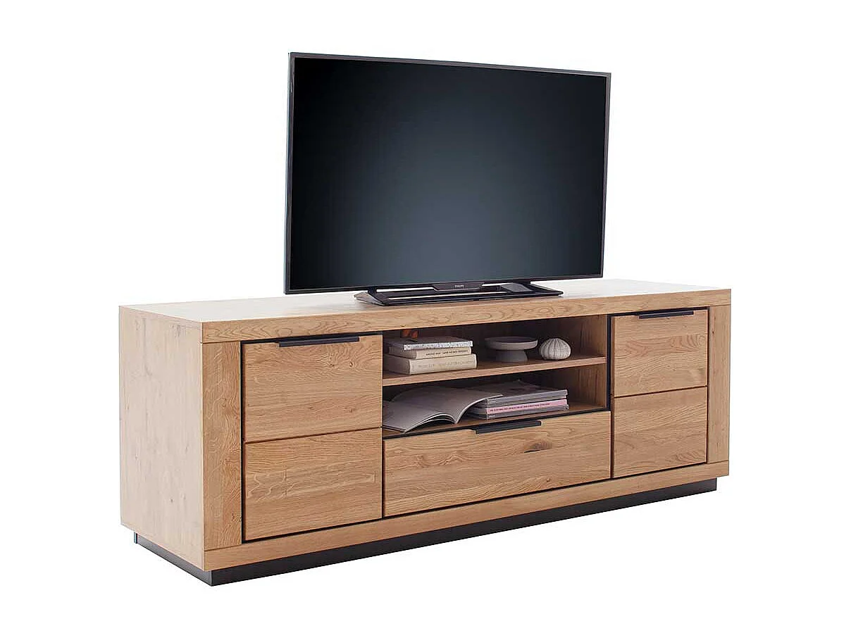 TV Lowboard aus MDF und Massivholz Metallgriffen