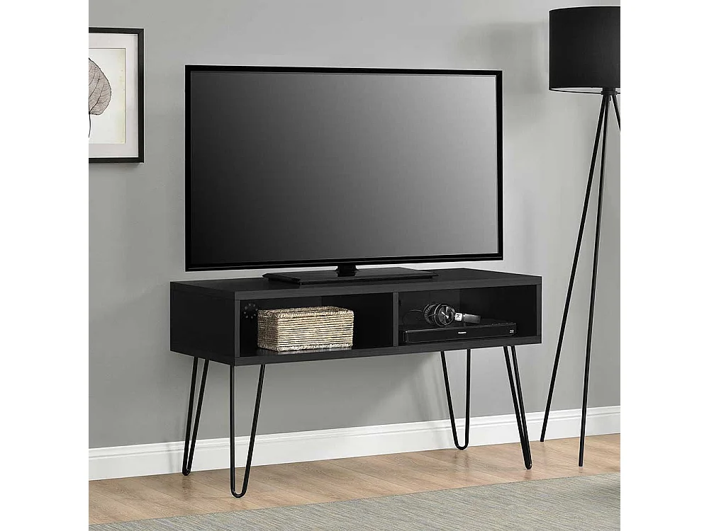 TV Board mit zwei offenen Gerätefächern Hairpin Legs