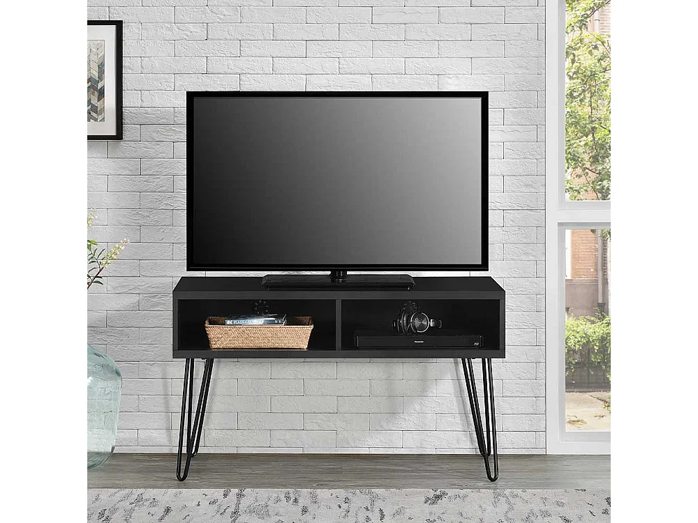 TV Board mit zwei offenen Gerätefächern Hairpin Legs