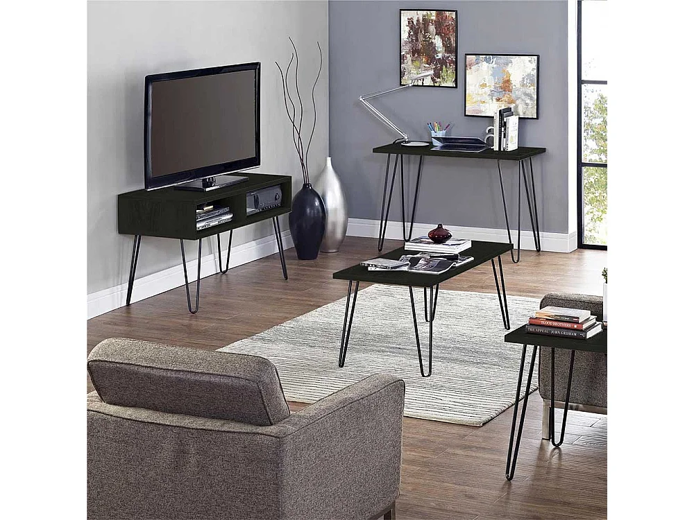 TV Board mit zwei offenen Gerätefächern Hairpin Legs