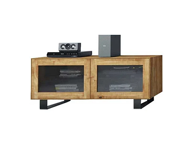 Fernsehtisch aus Wildeiche Massivholz Glastüren