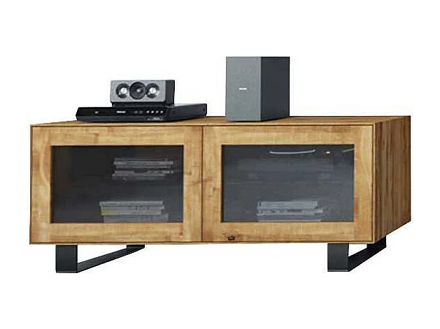 Fernsehtisch aus Wildeiche Massivholz Glastüren