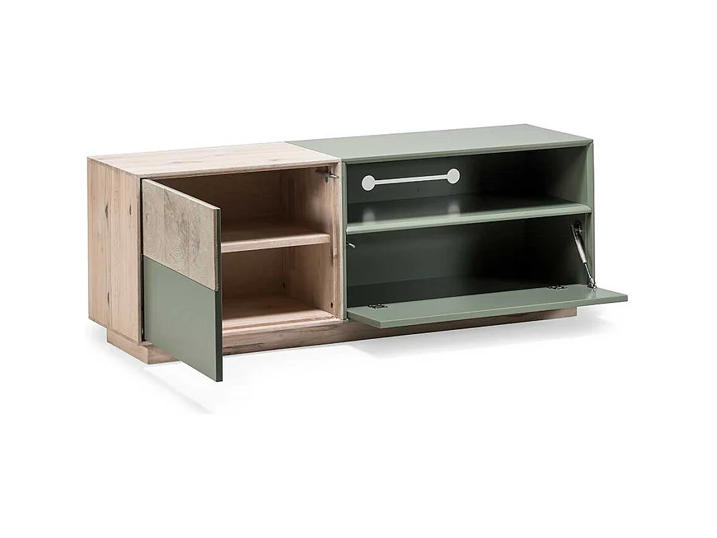 TV Board in Beton Grau und Buche hell 140 cm breit