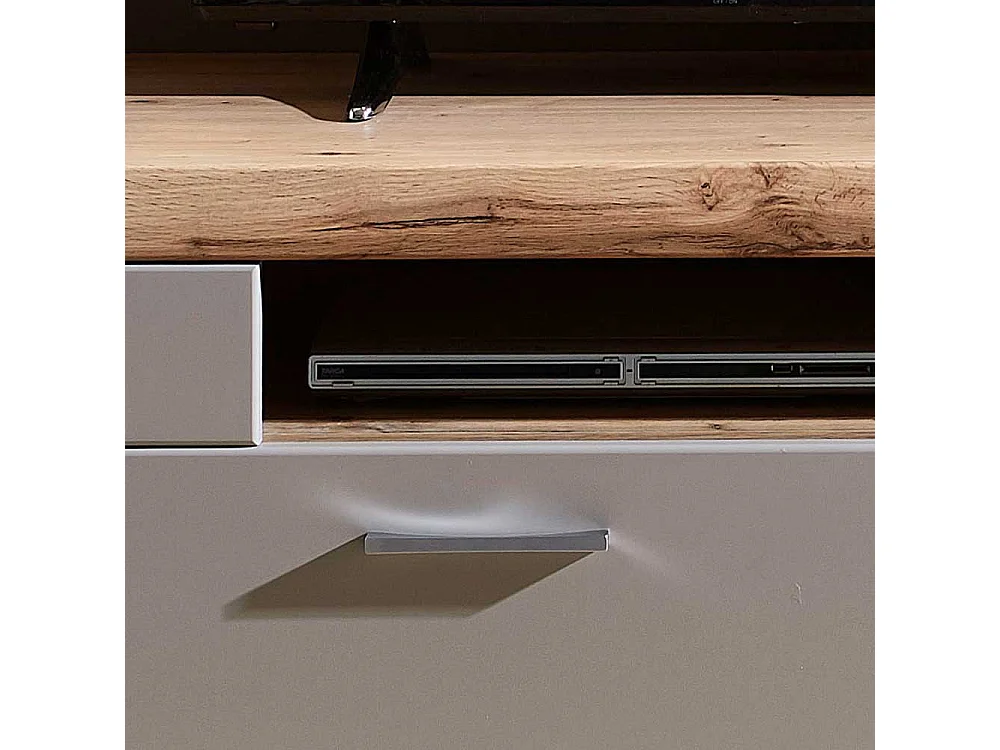 TV Lowboard in Grau und Eiche Optik 140 cm breit