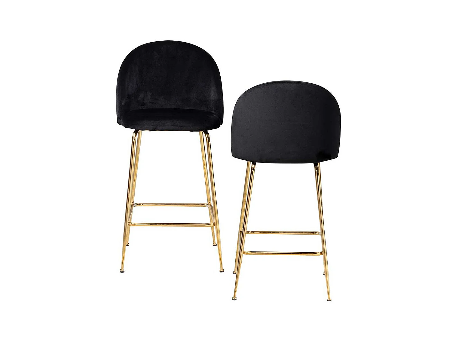 Barstuhl Tresenhocker in Schwarz und Goldfarben (2er Set)