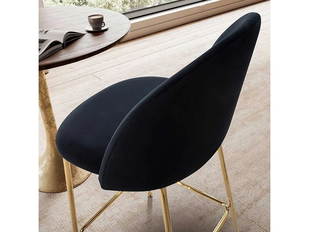 Barstuhl Tresenhocker in Schwarz und Goldfarben (2er Set)