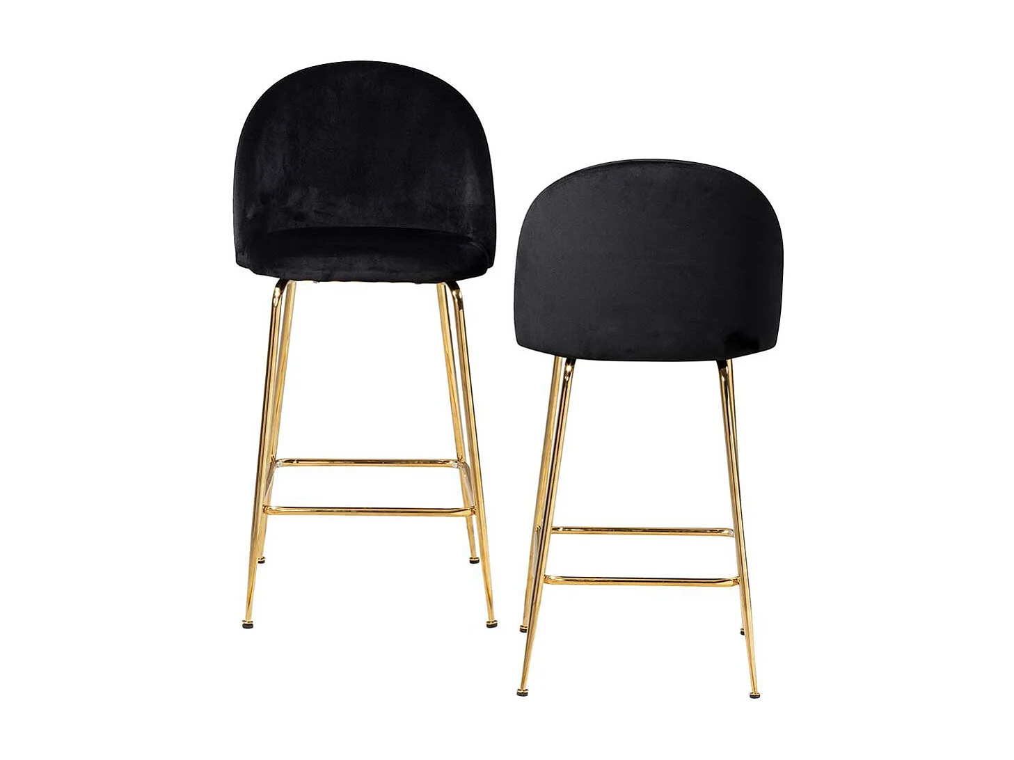 Barstuhl Tresenhocker in Schwarz und Goldfarben (2er Set)