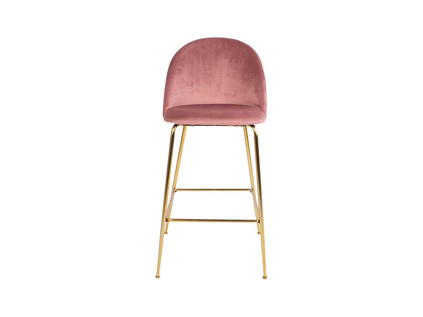 Tresenstühle in Rosa Samt Messingfarben Metall (2er Set)