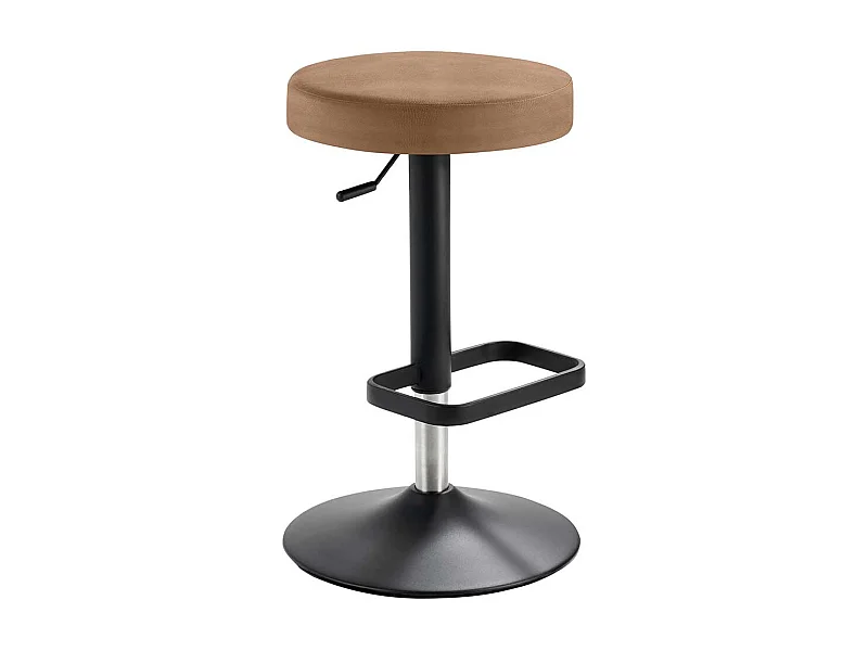 Barhocker verstellbar in Hellbraun Microfaser bis 82 cm Sitzhöhe