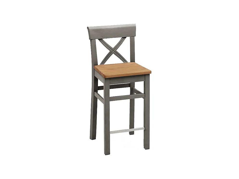 Tresenstuhl in Grau Kiefer massiv Landhausstil