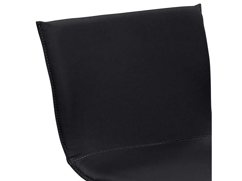 Echtlederbarhocker in Schwarz Chromfarben gebürstet