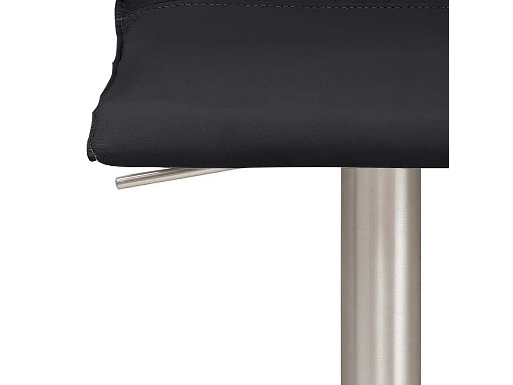 Echtlederbarhocker in Schwarz Chromfarben gebürstet