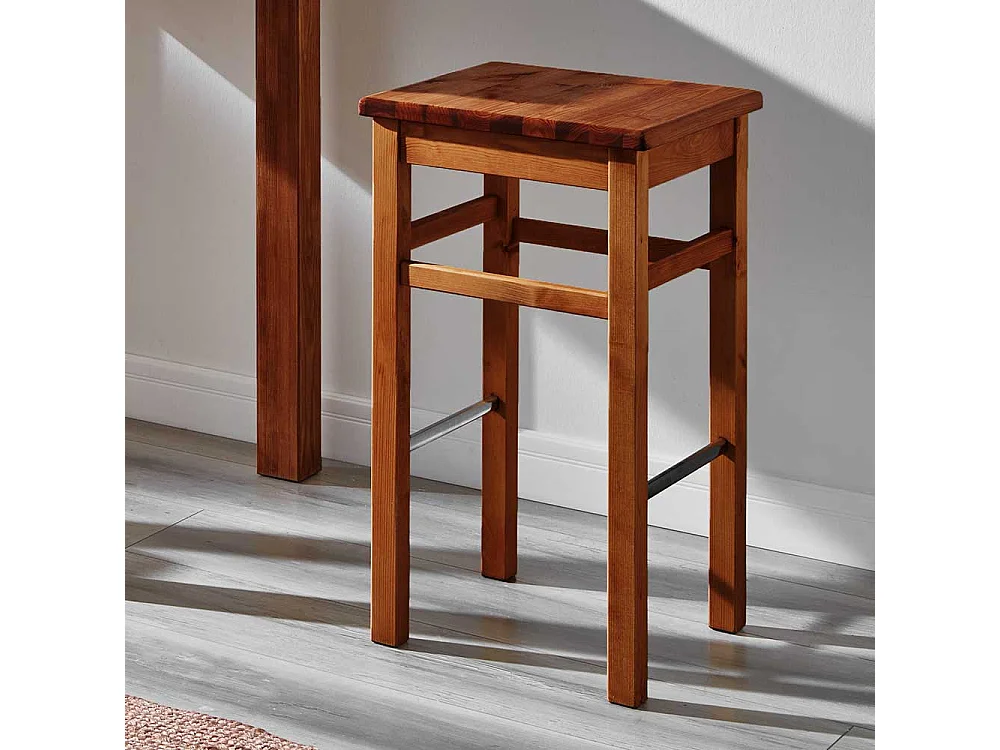 Barhocker Kiefer massiv in Bernsteinfarben 75 cm Sitzhöhe