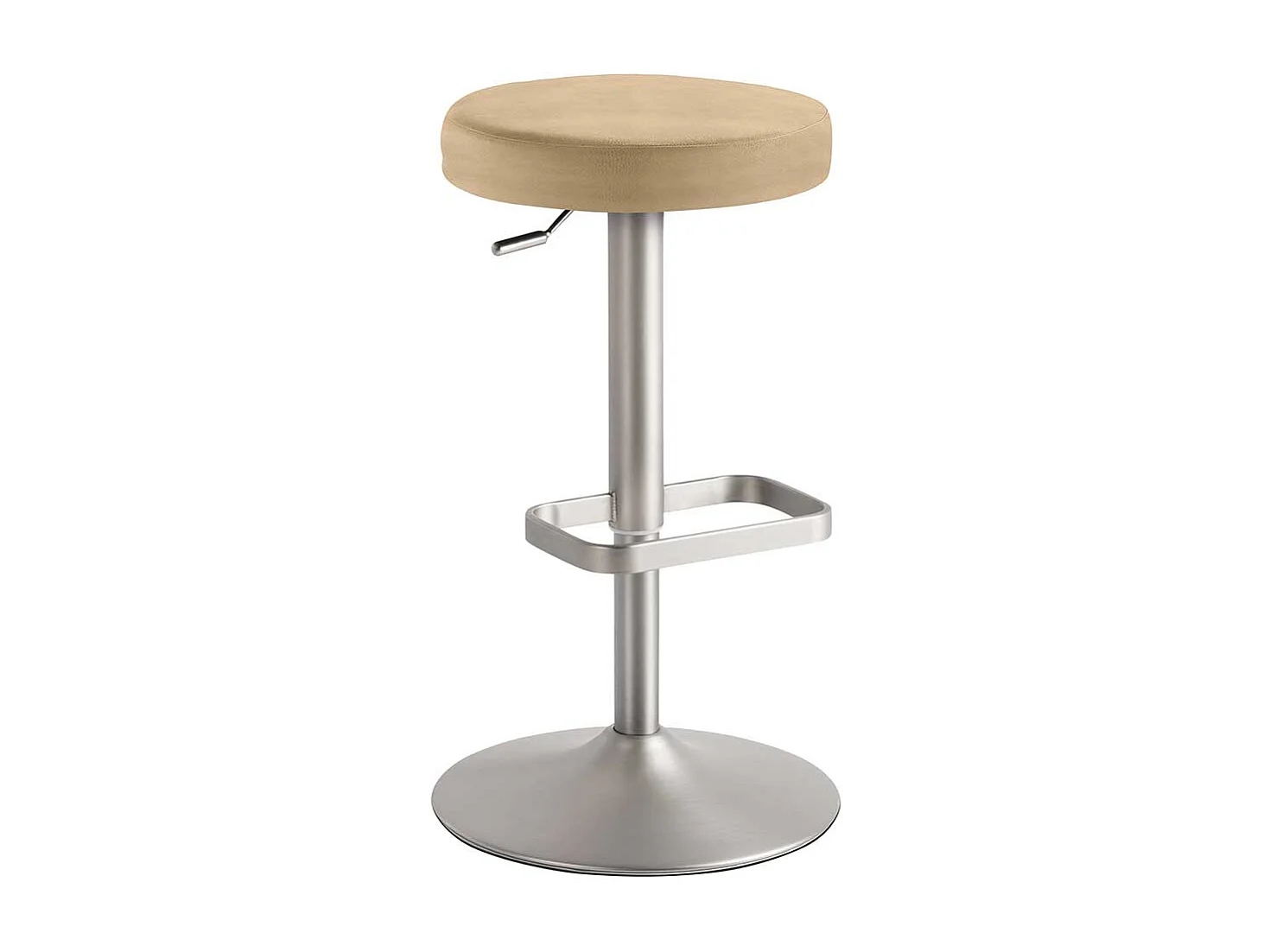 Hocker mit Gasdrucklift in Beige Chromfarben