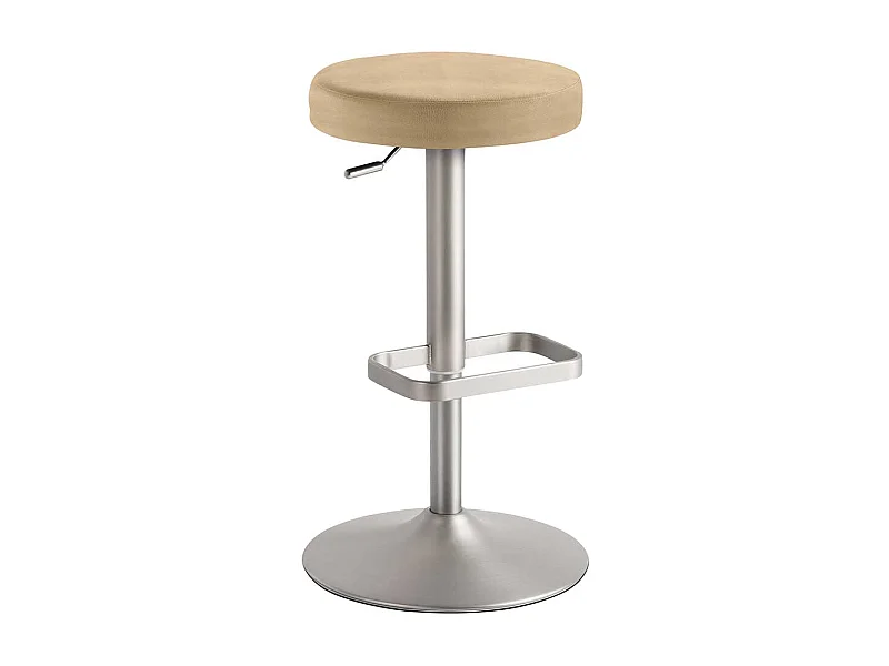 Hocker mit Gasdrucklift in Beige Chromfarben