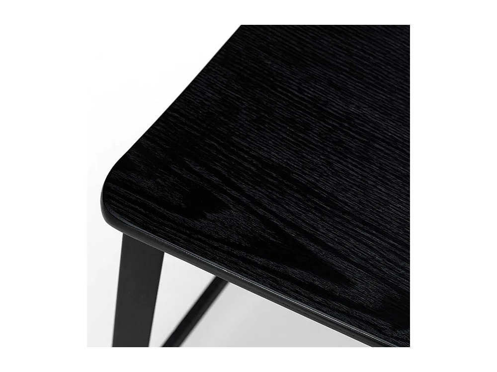 Barhocker in Schwarz Lehne (2er Set)