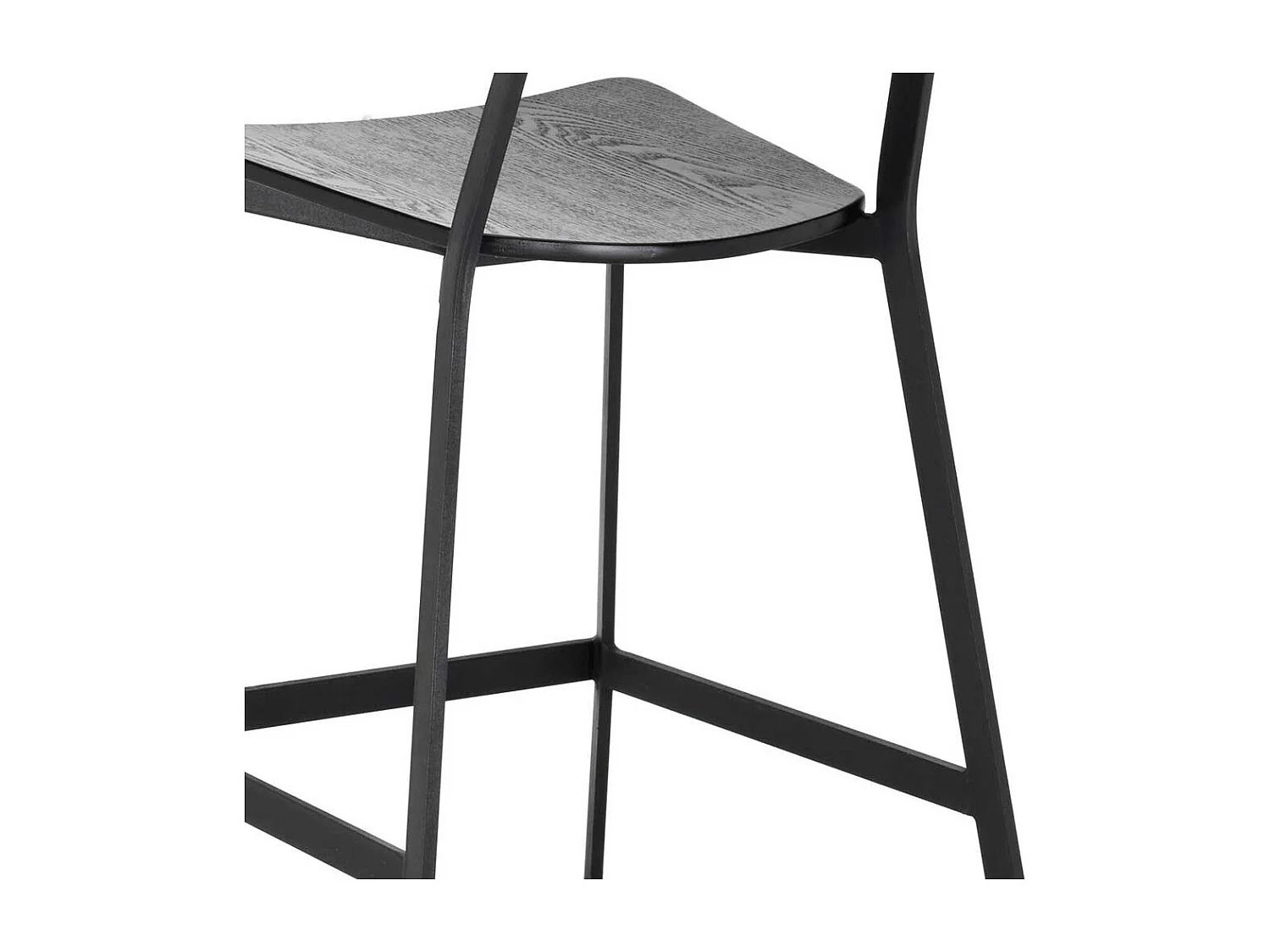 Barhocker in Schwarz Lehne (2er Set)