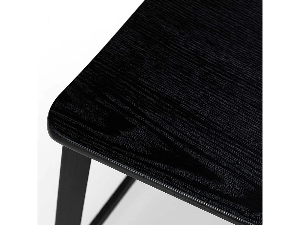 Barhocker in Schwarz Lehne (2er Set)