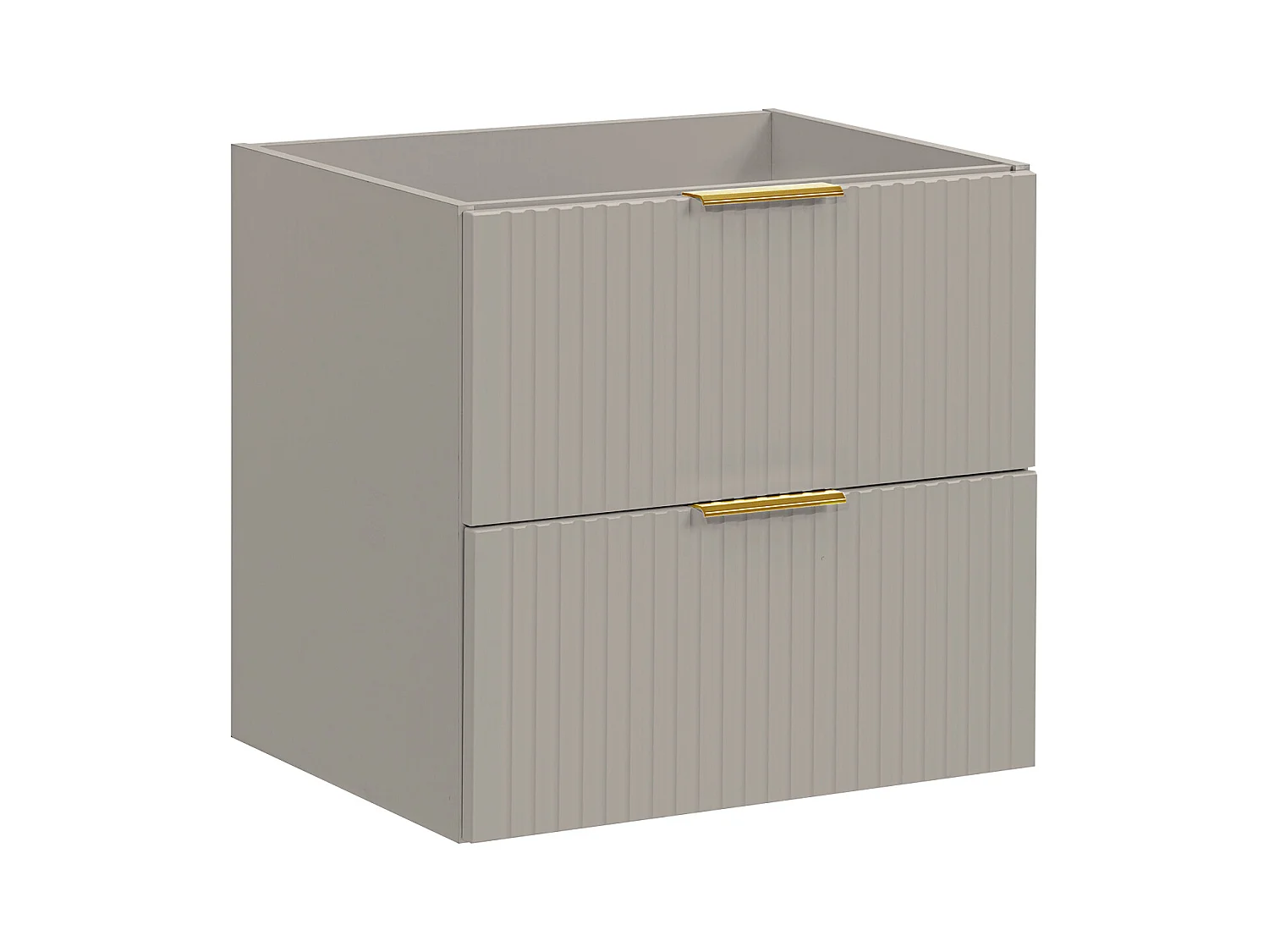 Meuble de salle de bain strié avec vasque à encastrer et colonne - Coloris beige - 60 cm - ZEVARA