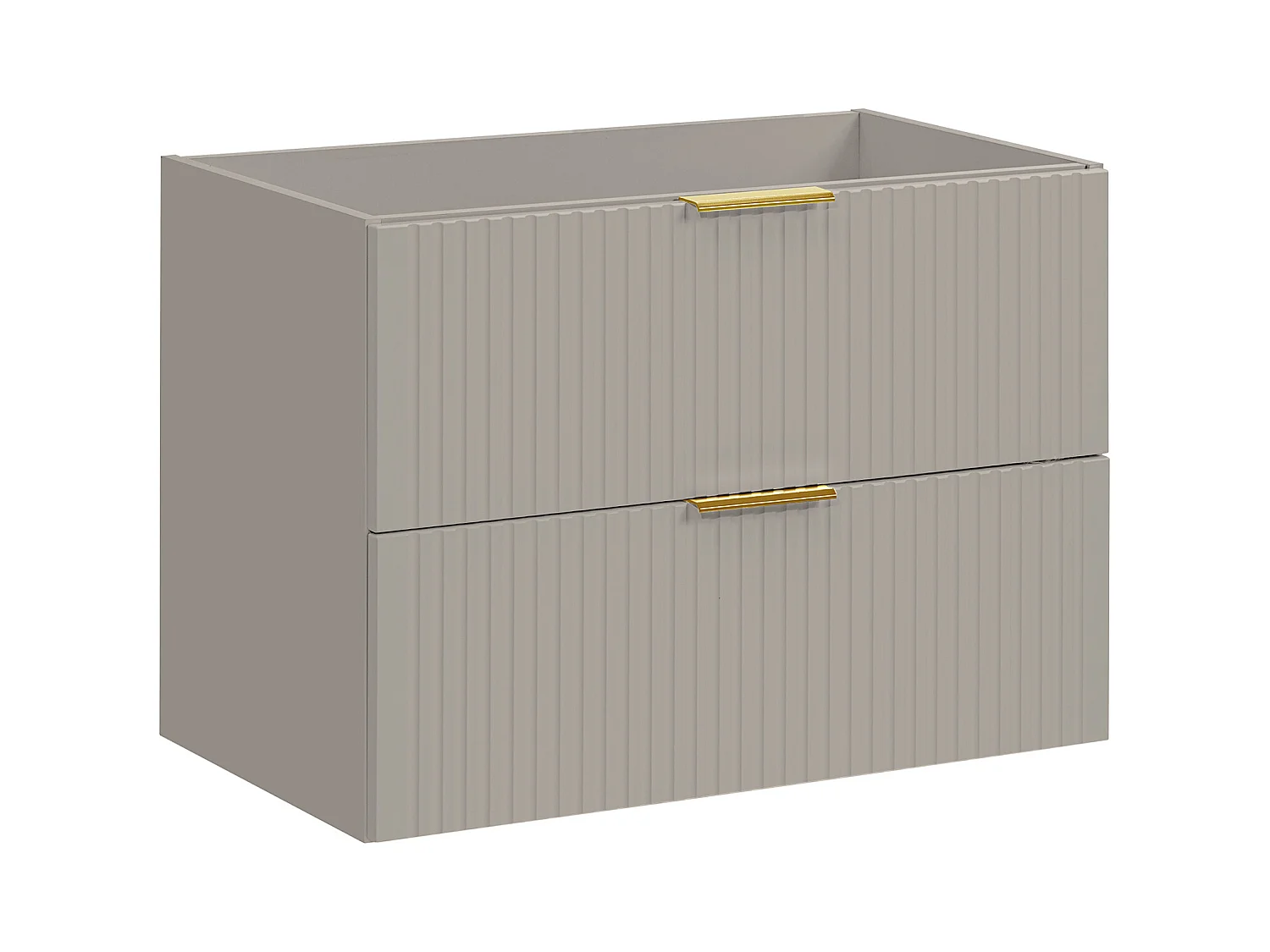 Meuble de salle de bain suspendu strié avec vasque à encastrer et colonne - Coloris beige - 80 cm - ZEVARA