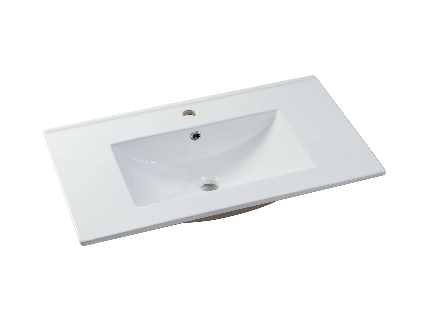 Meuble de salle de bain suspendu strié avec vasque à encastrer et colonne - Coloris beige - 80 cm - ZEVARA