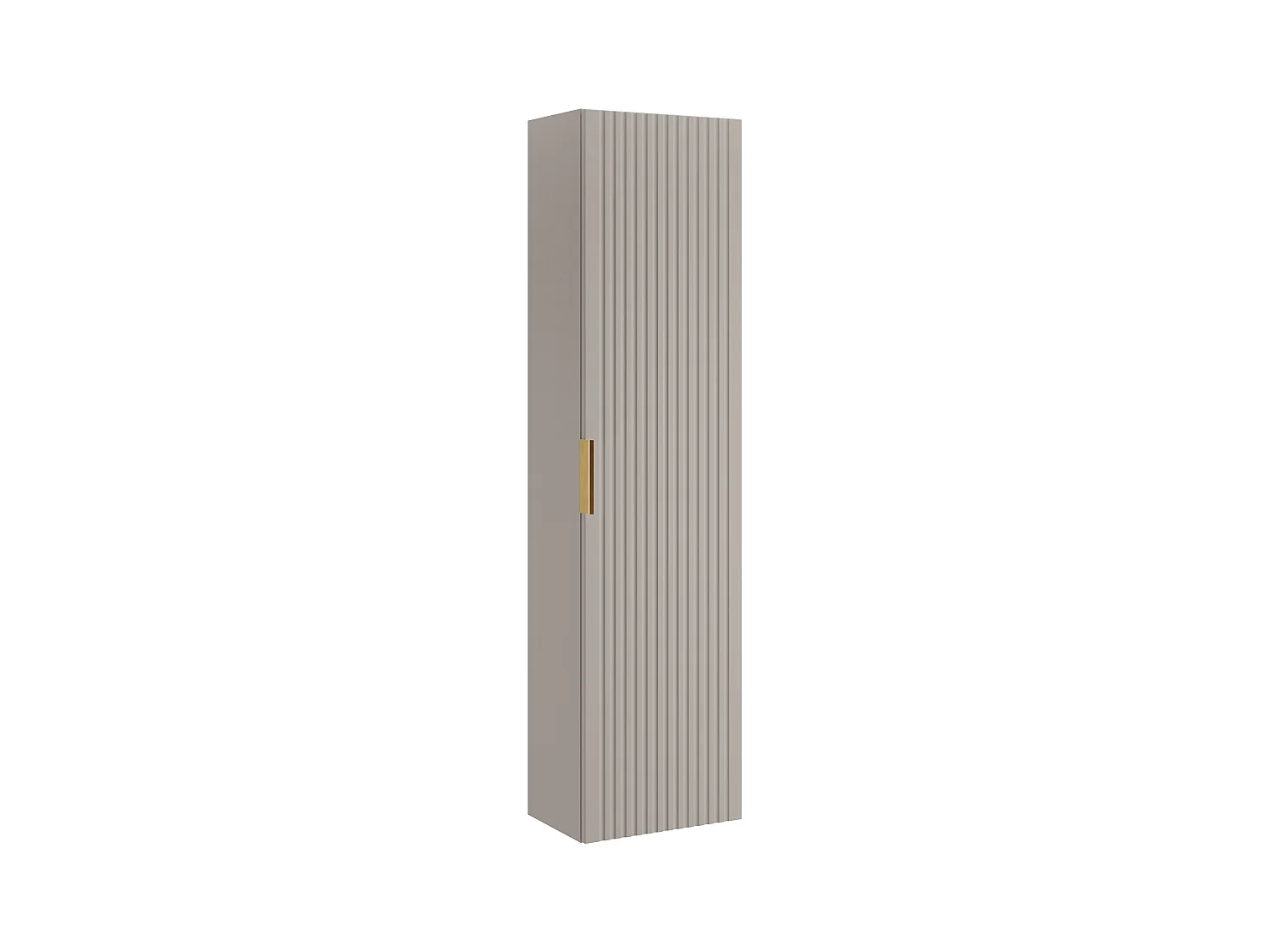 Meuble de salle de bain suspendu strié avec vasque à poser ronde et colonne - Coloris beige - 120 cm - ZEVARA