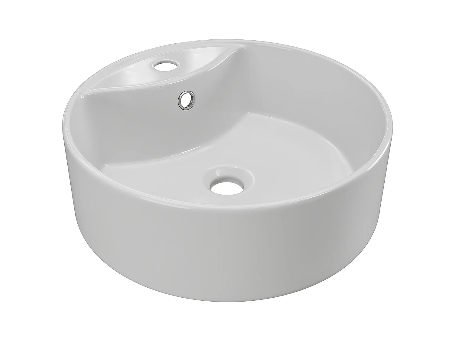 Meuble de salle de bain suspendu strié avec vasque à poser ronde et colonne - Coloris beige - 120 cm - ZEVARA