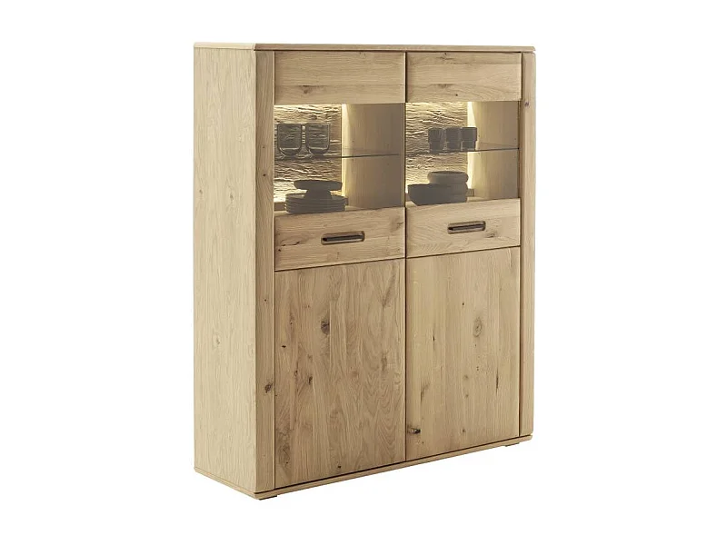 Highboard Vitrine mit LED Beleuchtung und Glastüren