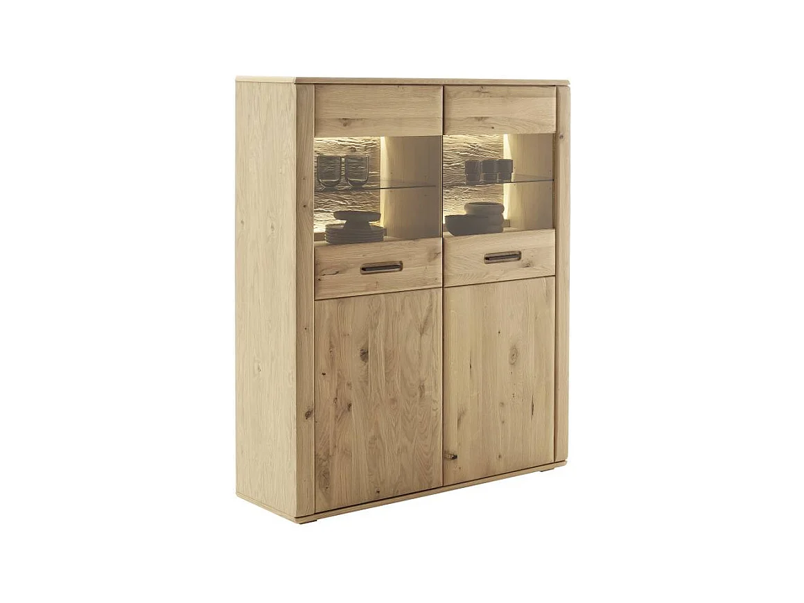 Highboard Vitrine mit LED Beleuchtung und Glastüren