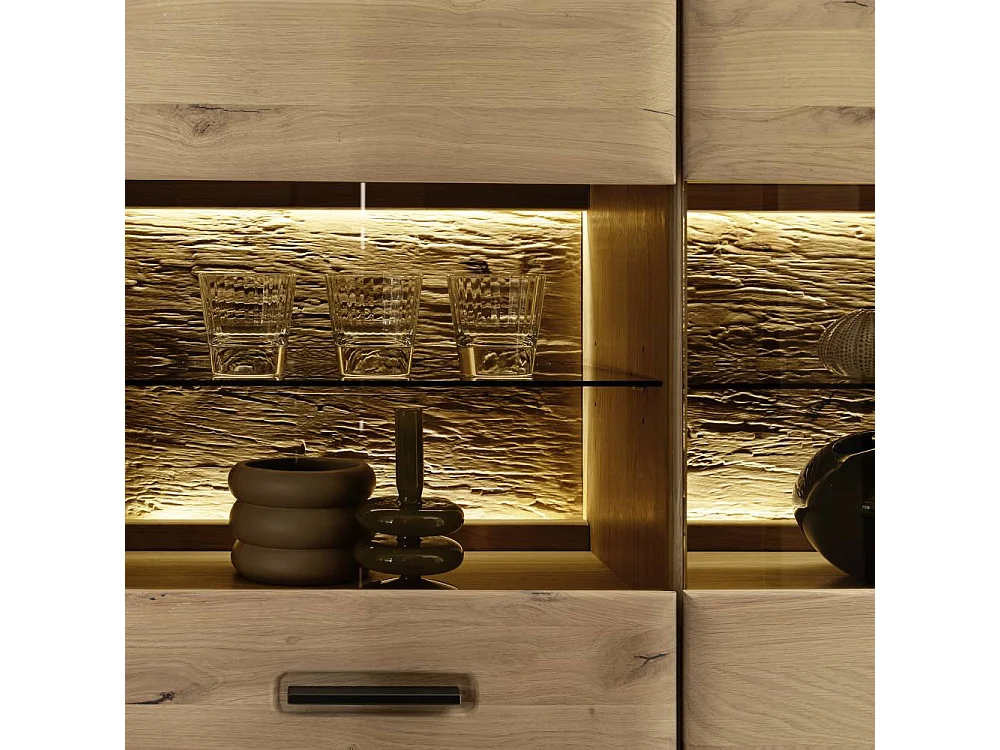 Highboard Vitrine mit LED Beleuchtung und Glastüren