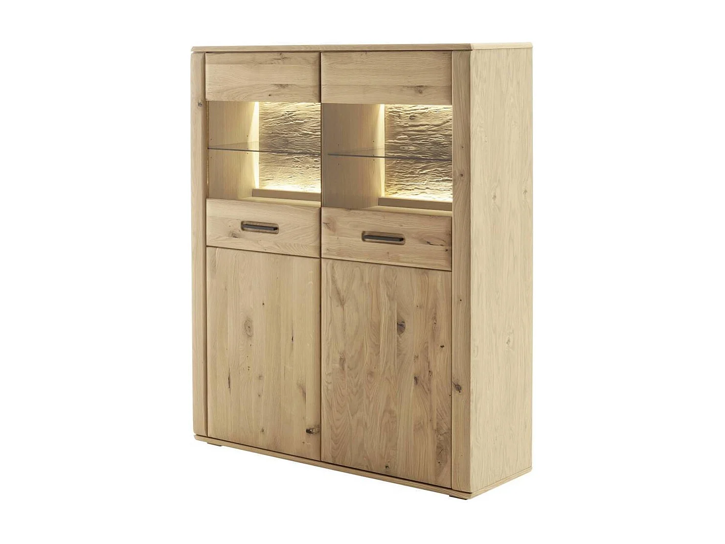 Highboard Vitrine mit LED Beleuchtung und Glastüren