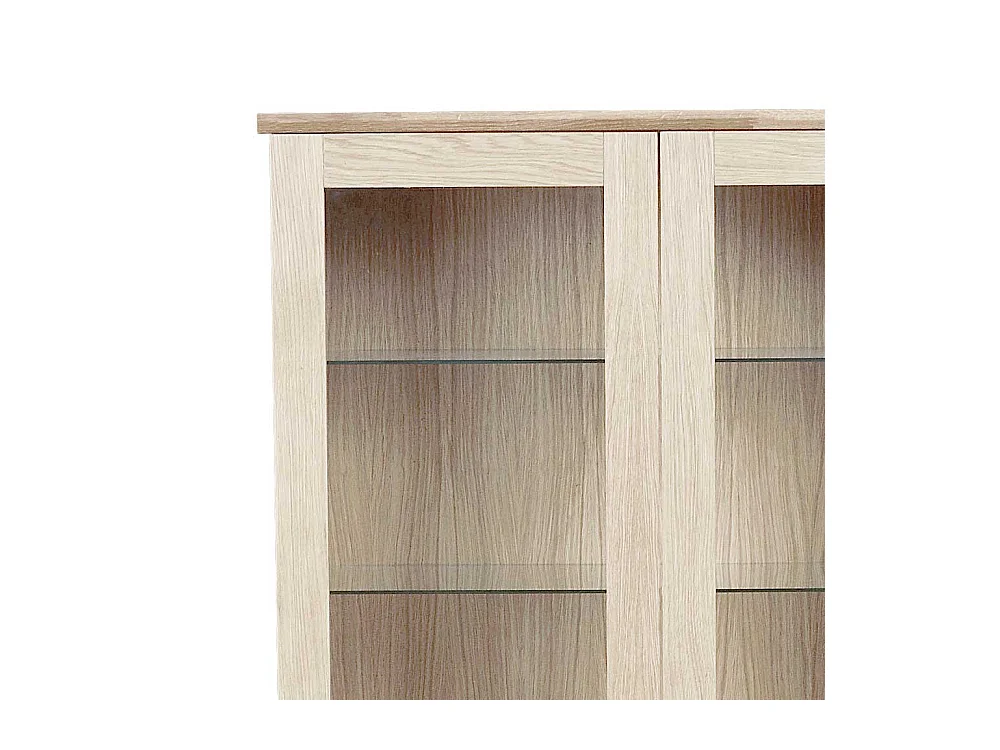 Vitrinenschrank in Eiche White Wash 140 cm hoch