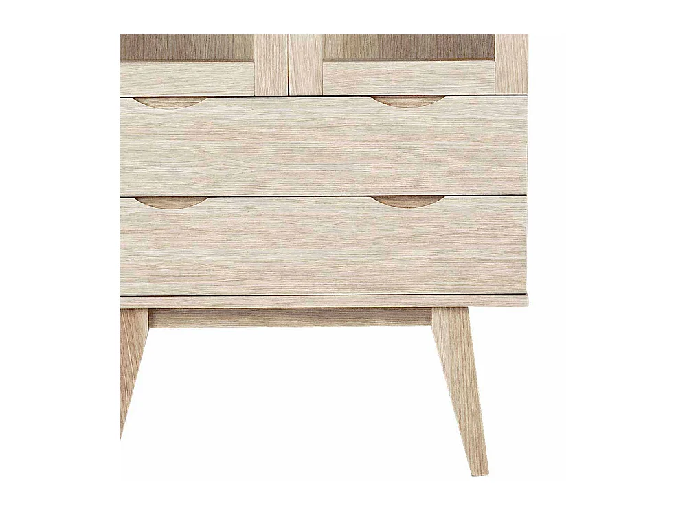 Vitrinenschrank in Eiche White Wash 140 cm hoch