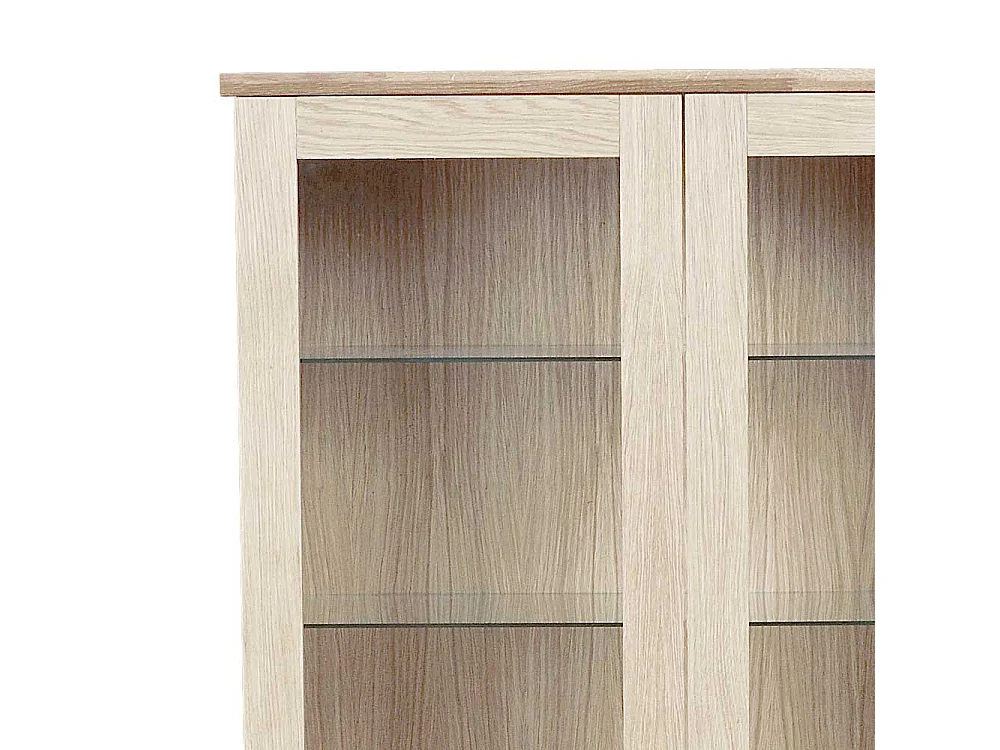 Vitrinenschrank in Eiche White Wash 140 cm hoch