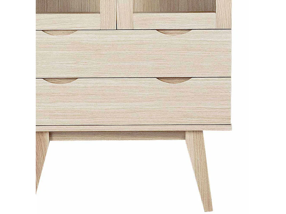 Vitrinenschrank in Eiche White Wash 140 cm hoch