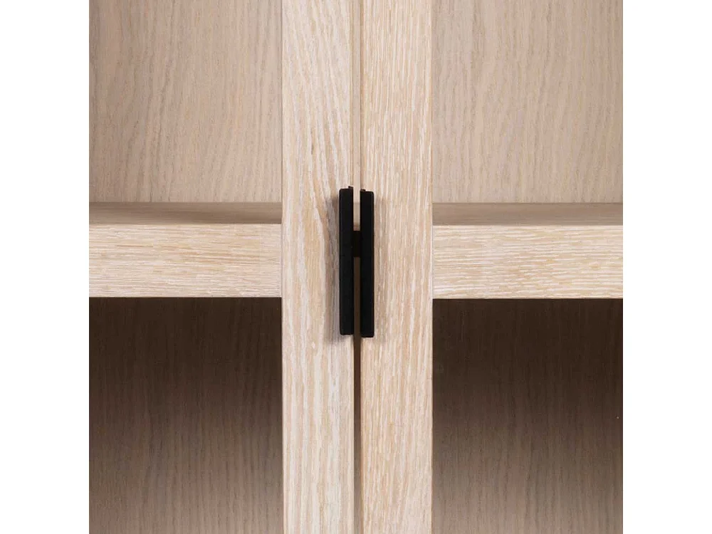 Esszimmer Vitrine aus Eiche White Wash massiv 195 cm hoch