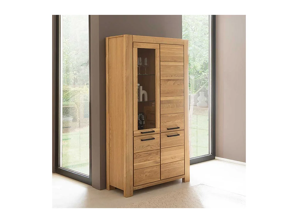 Wohnzimmer Vitrinenschrank Vitrine mit Glastür in Wildeichefarben