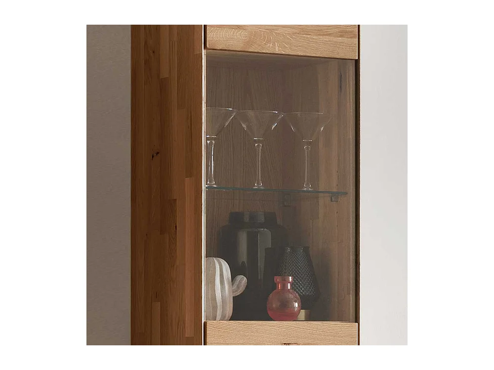 Wand Vitrine aus Wildeiche Massivholz Glastür