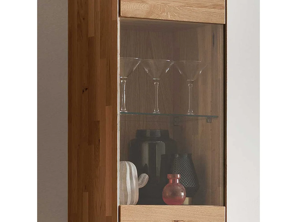Wand Vitrine aus Wildeiche Massivholz Glastür
