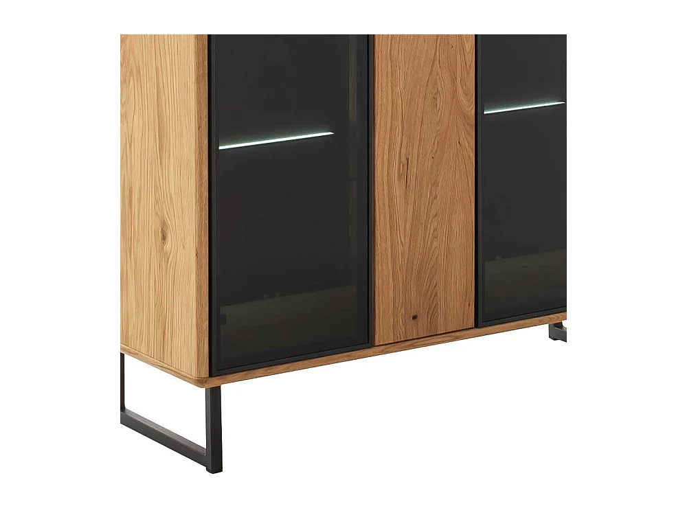 Wohnzimmer Vitrinenschrank 2-türig in Wildeichefarben Anthrazit