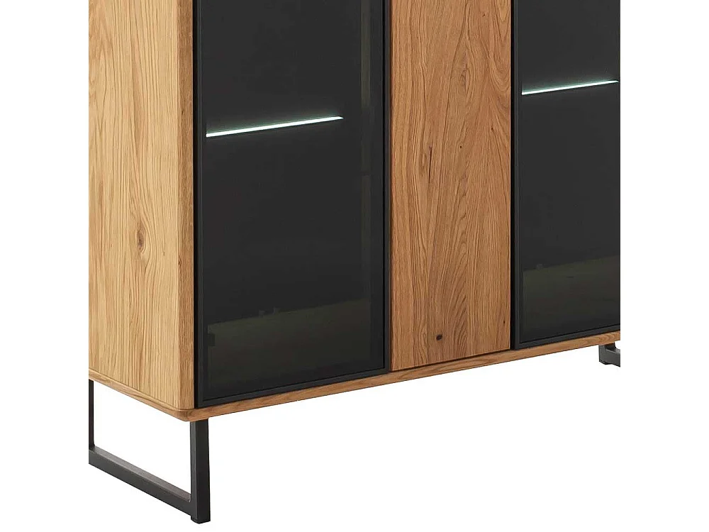 Wohnzimmer Vitrinenschrank 2-türig in Wildeichefarben Anthrazit