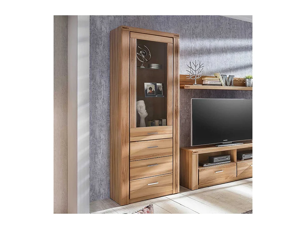 Vitrine aus Kernbuche teilmassiv 200 cm hoch