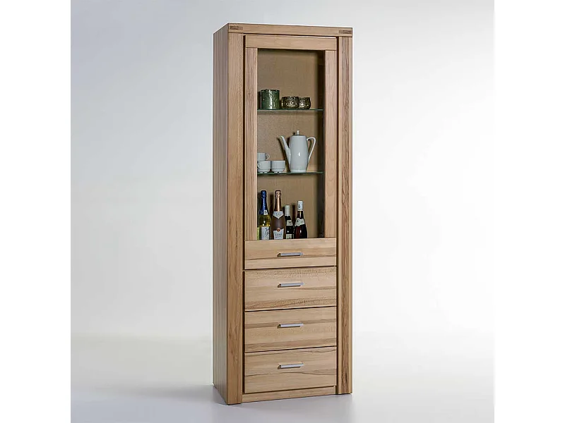 Vitrine aus Kernbuche teilmassiv 200 cm hoch